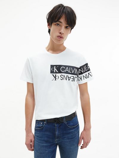 Calvin Klein Ruhák HU256432 | Calvin Klein Organic Cotton Logo Férfi Póló Világos Fehér
